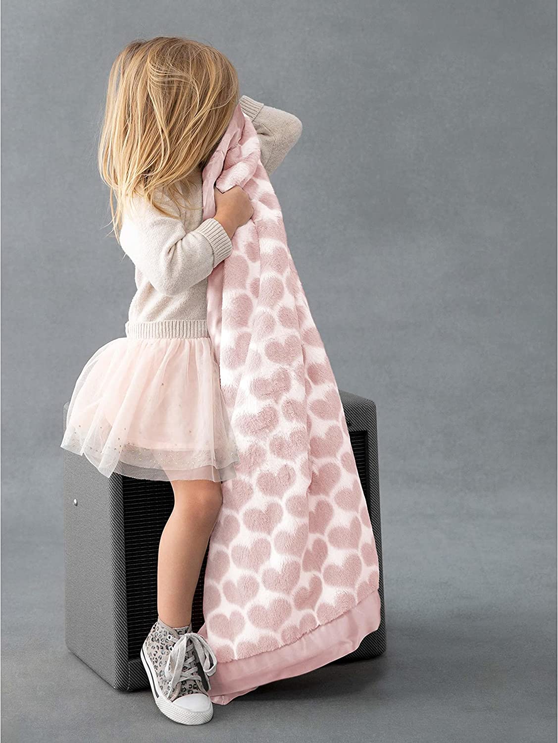 Little Giraffe Luxe Heart Blanket Dusty Pink