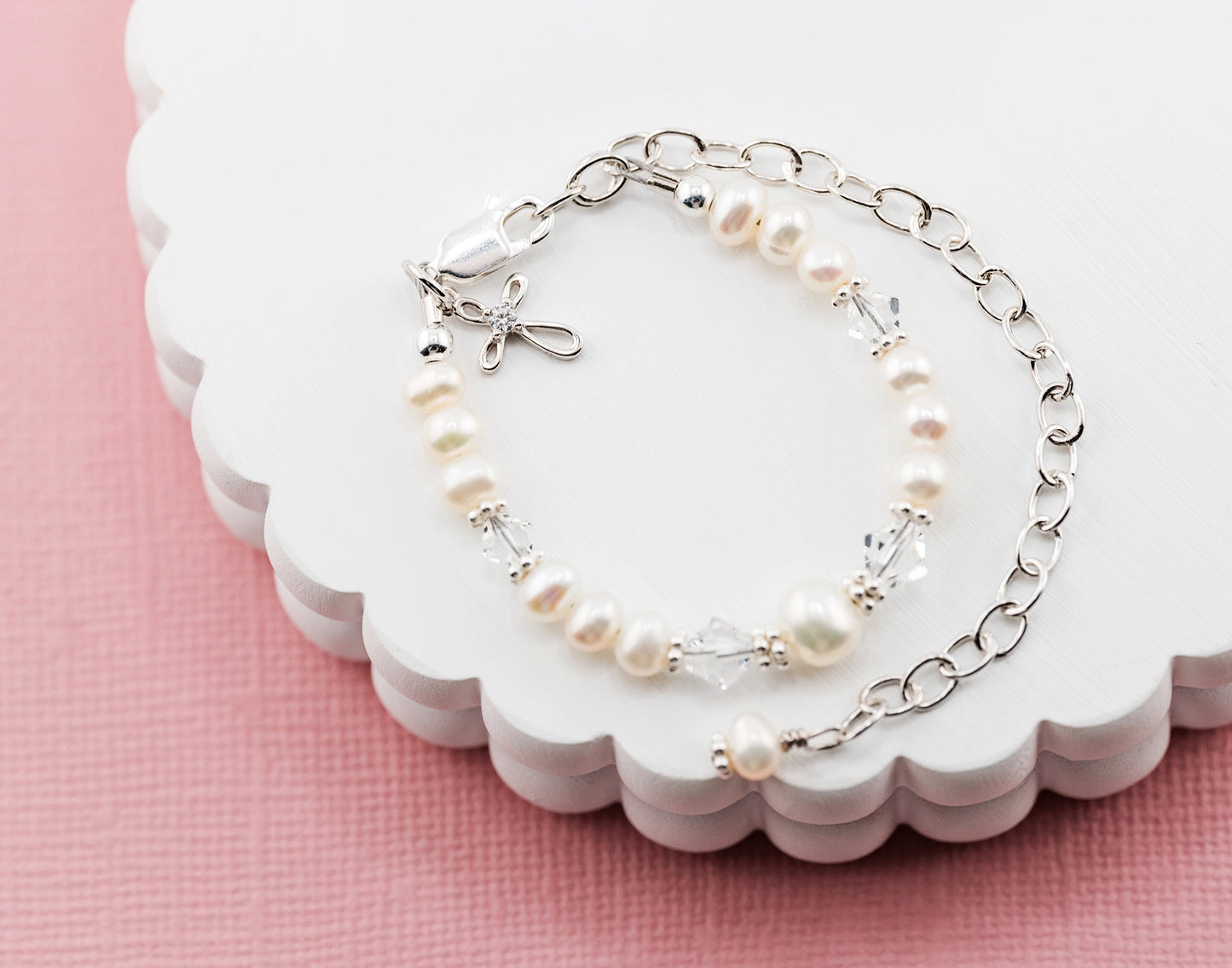 Baptism to Bride Sterling Silver Cross Bracelet