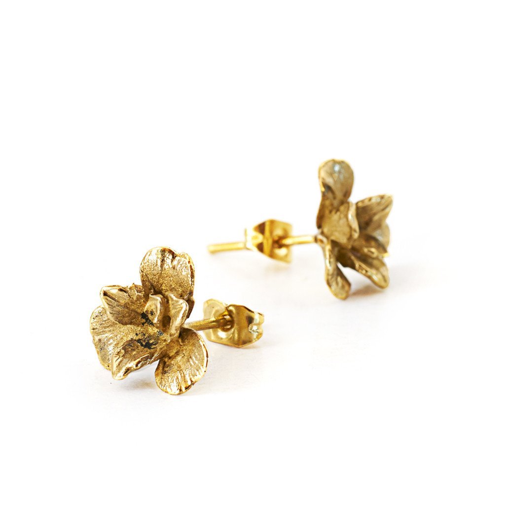 Orchid Brass Stud Earring