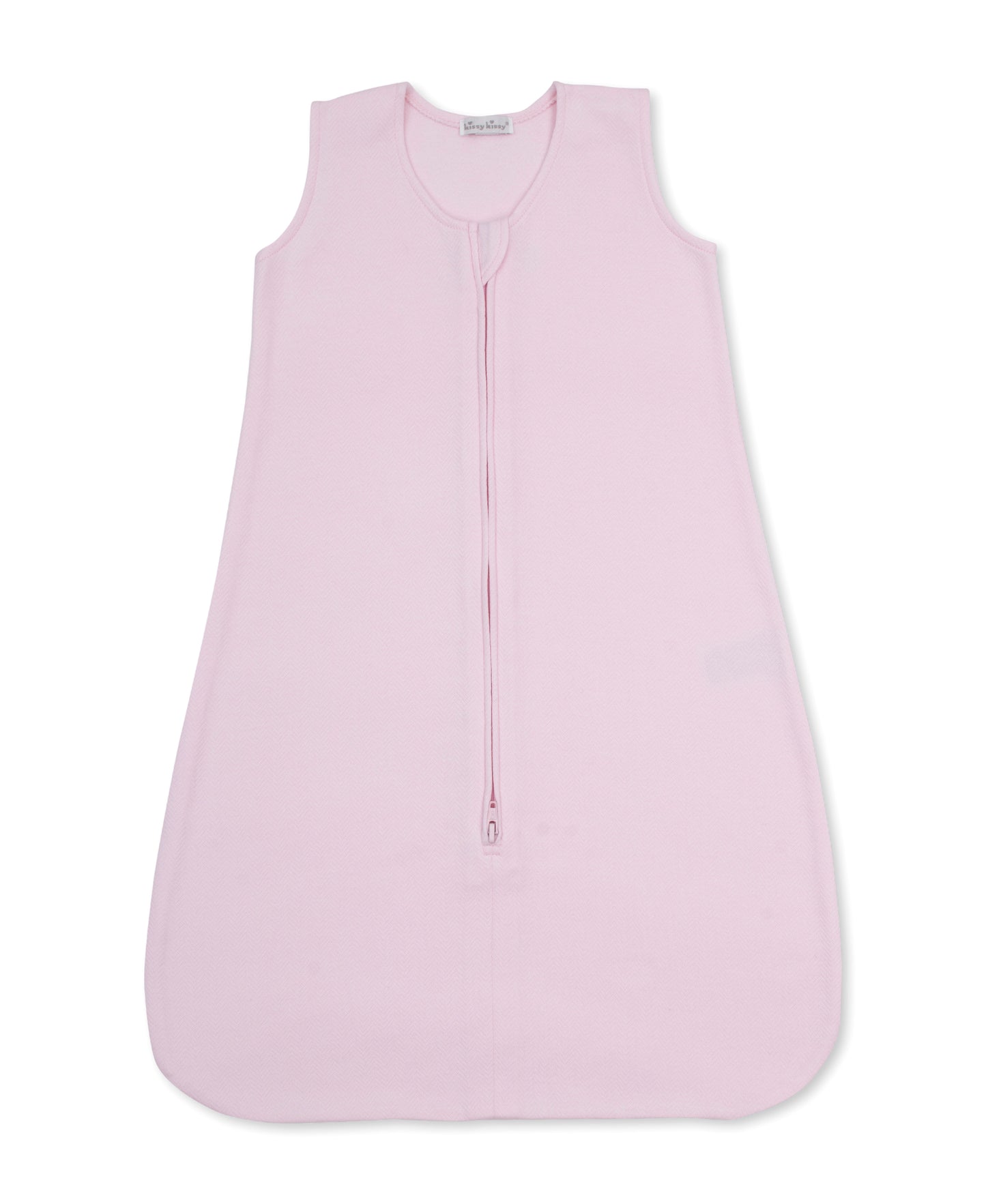 pink jacquard wearable sleep blanket with a zipper at the bottom