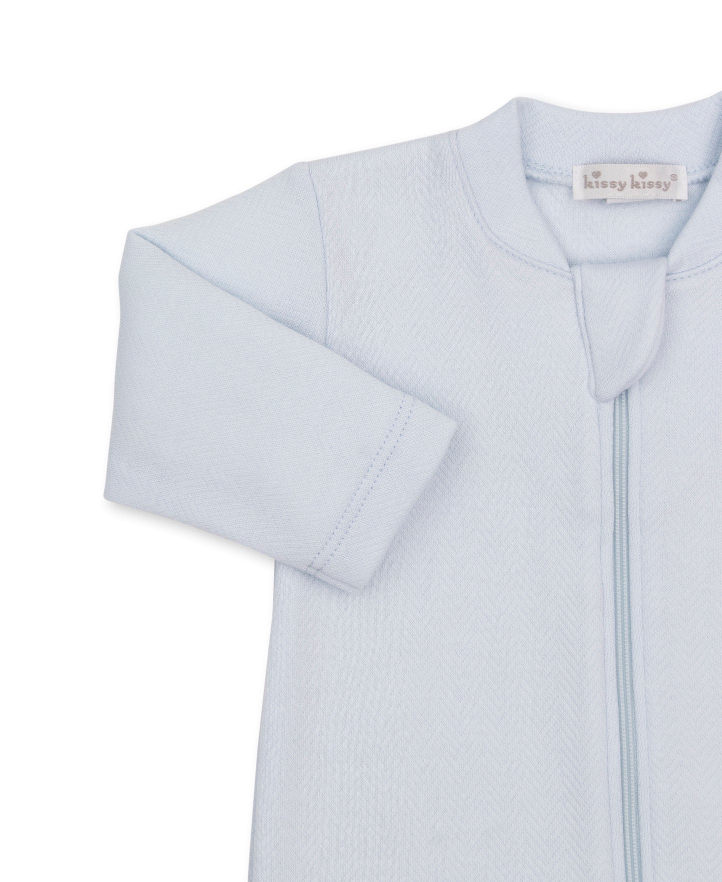 Kissy Kissy Jacquard Footie Baby Blessings Light Blue