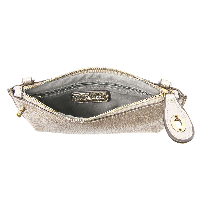 Joy Susan Mini Crossbody Wristlet Clutch Metallic Pearl