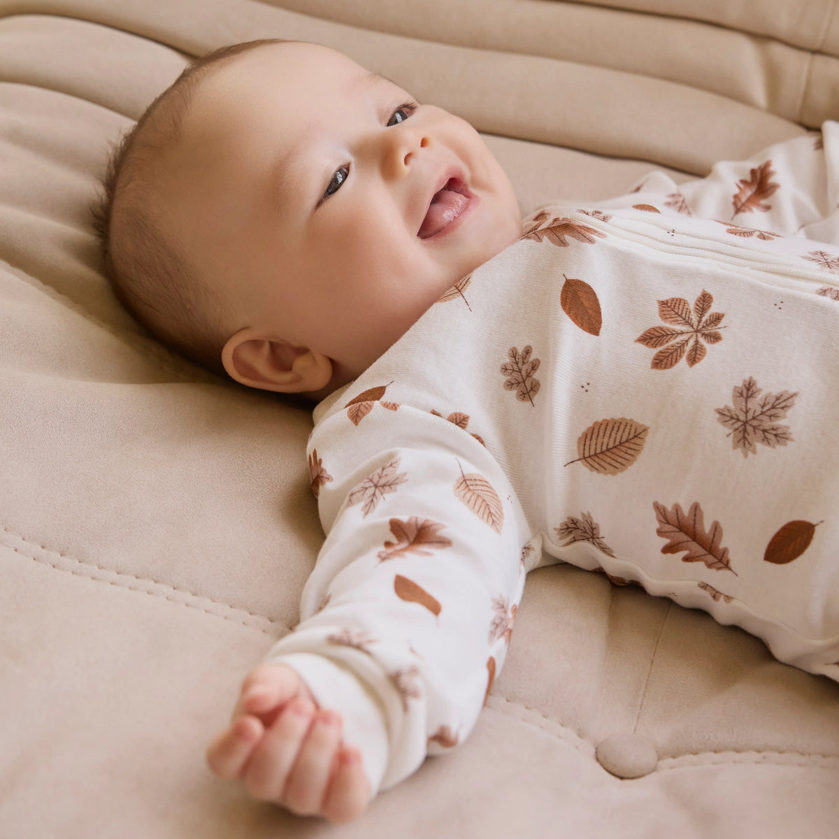 Petit Lem Falling Foliage Print Footed Knit Sleeper