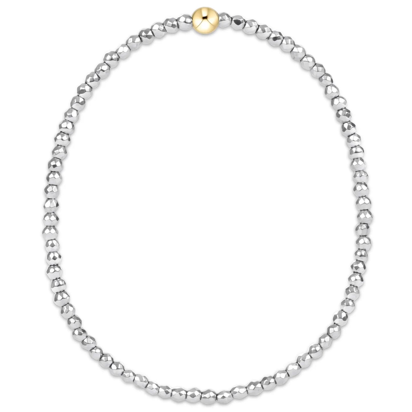 eNewton Silver Faceted Hematite 2mm Bracelet