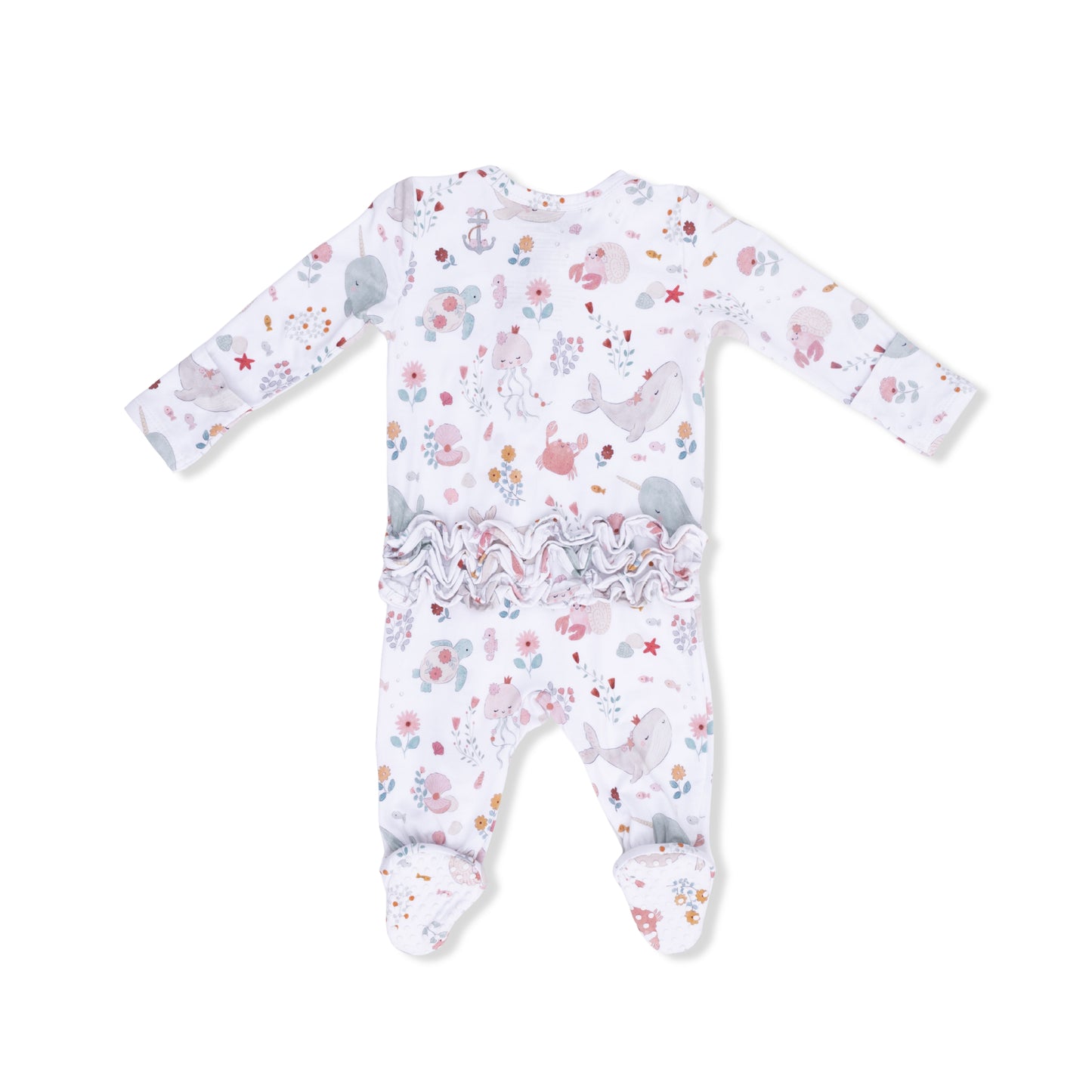 Angel Dear Garden Sea Creatures 2 Way Ruffle Back Zipper Footie 6-9m