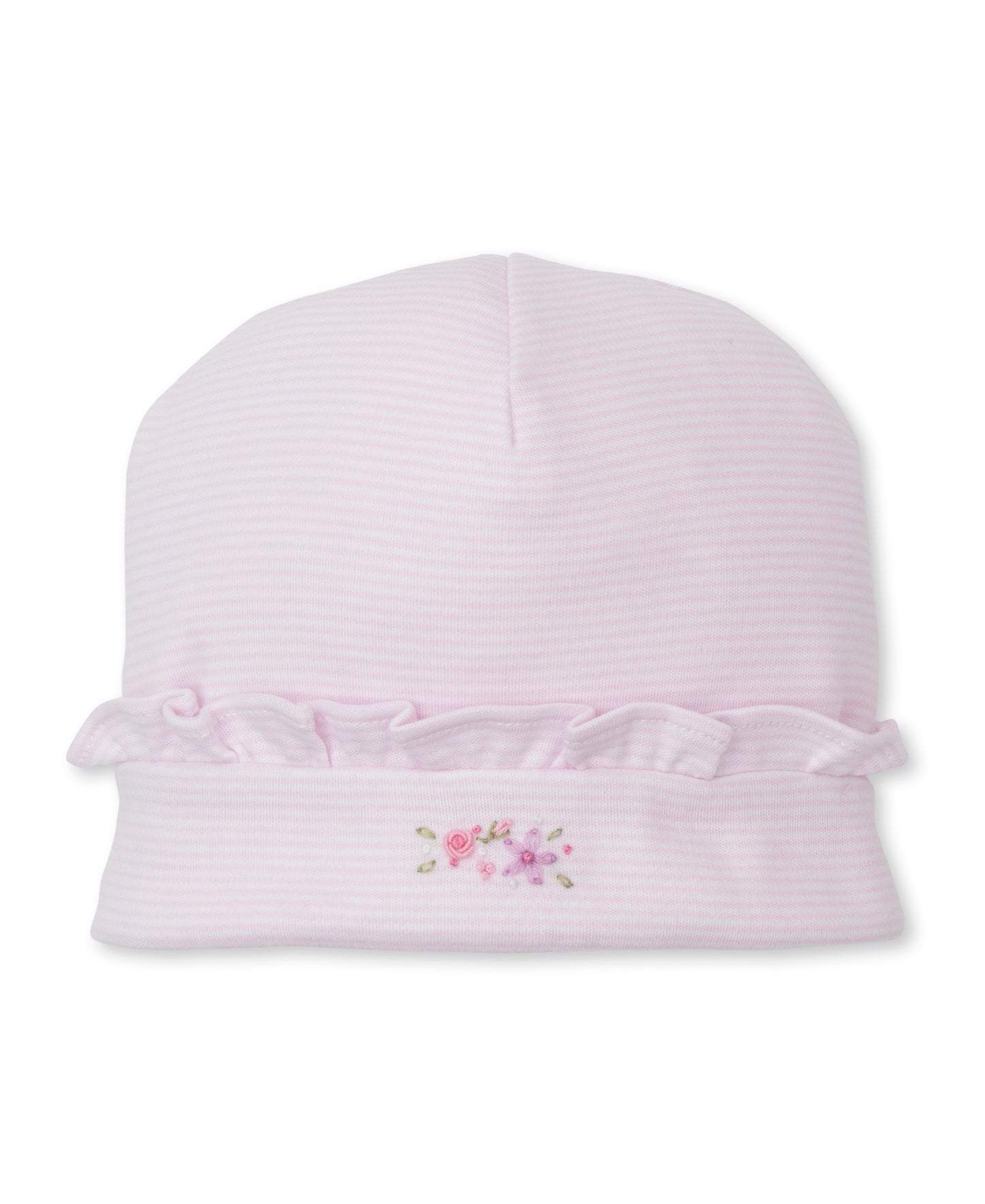 Kissy Kissy Hat with Hand Embroidery Pink Stripe Small