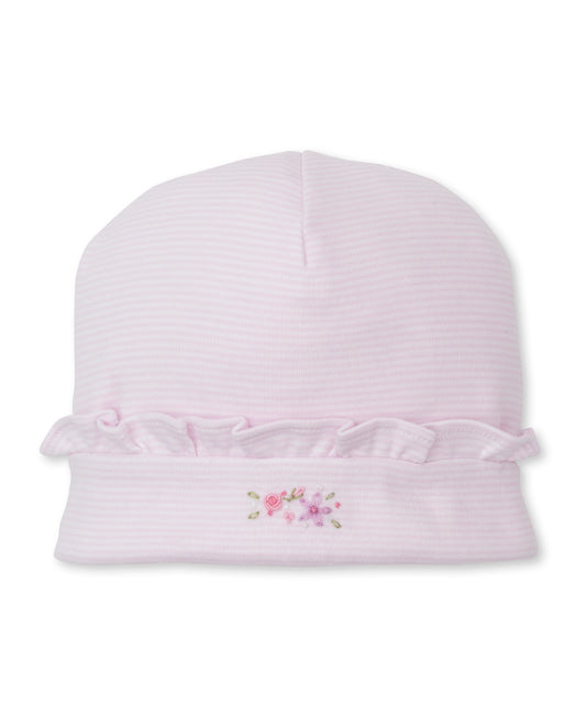 Kissy Kissy Hat with Hand Embroidery Pink Stripe  NB