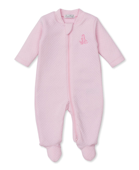 Kissy Kissy Giraffe Grace Pink Jacquard Zip Footie 3-6m