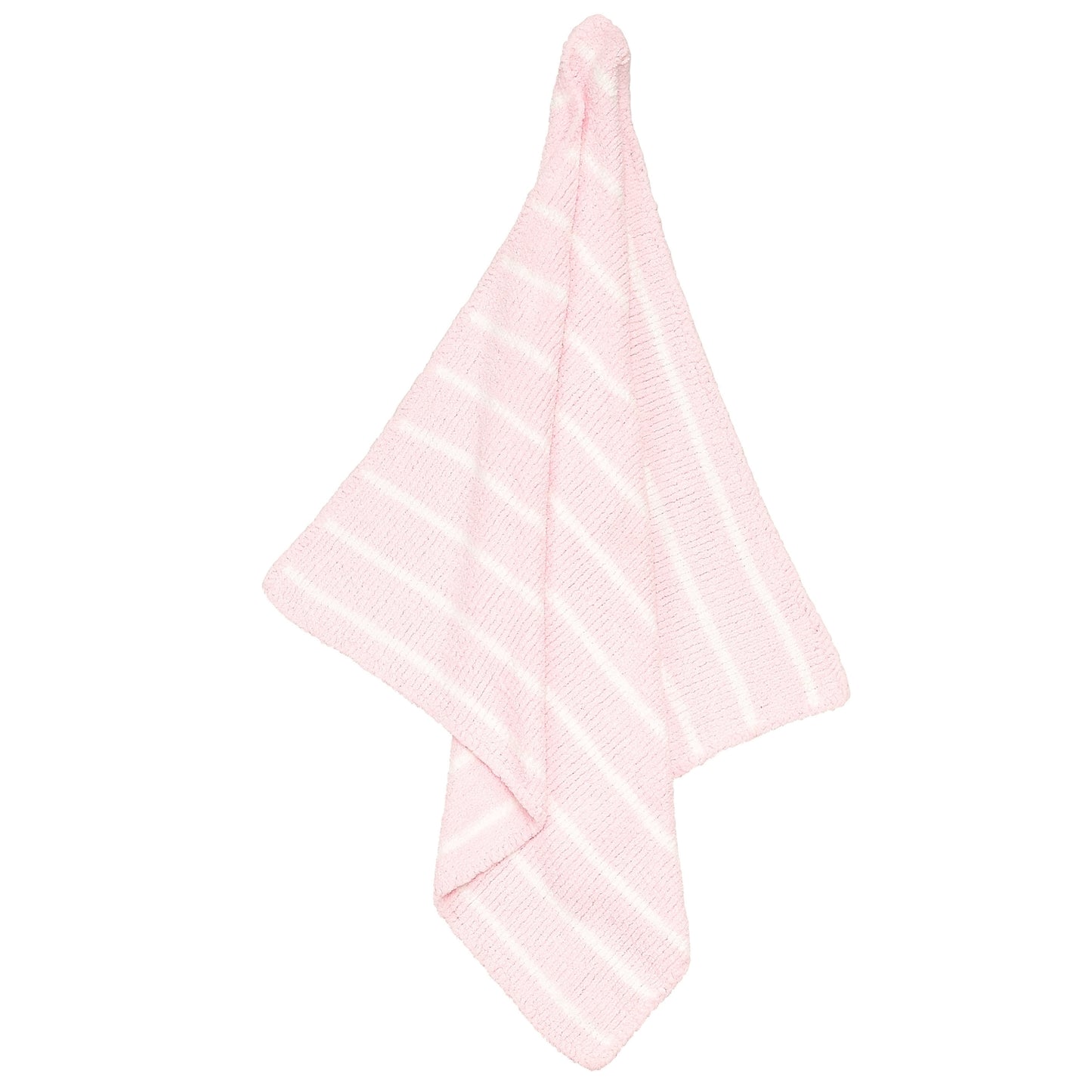 Angel Dear Chenille Blanket Pink & Ivory Stripe