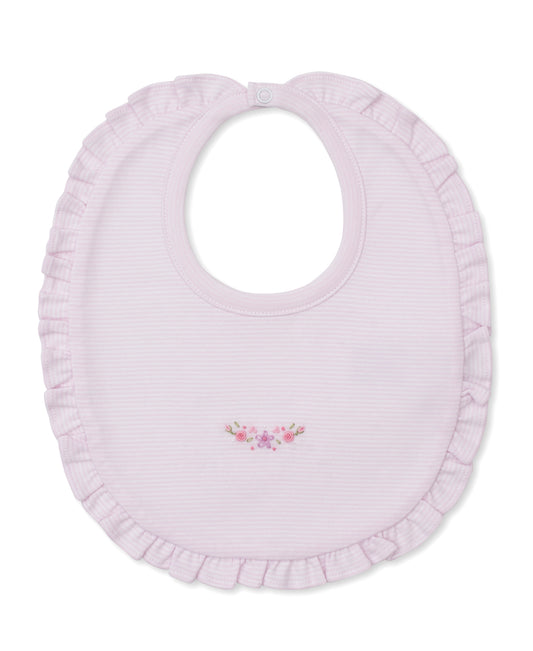 Kissy Kissy Bib with Hand Embroidery Pink Stripe