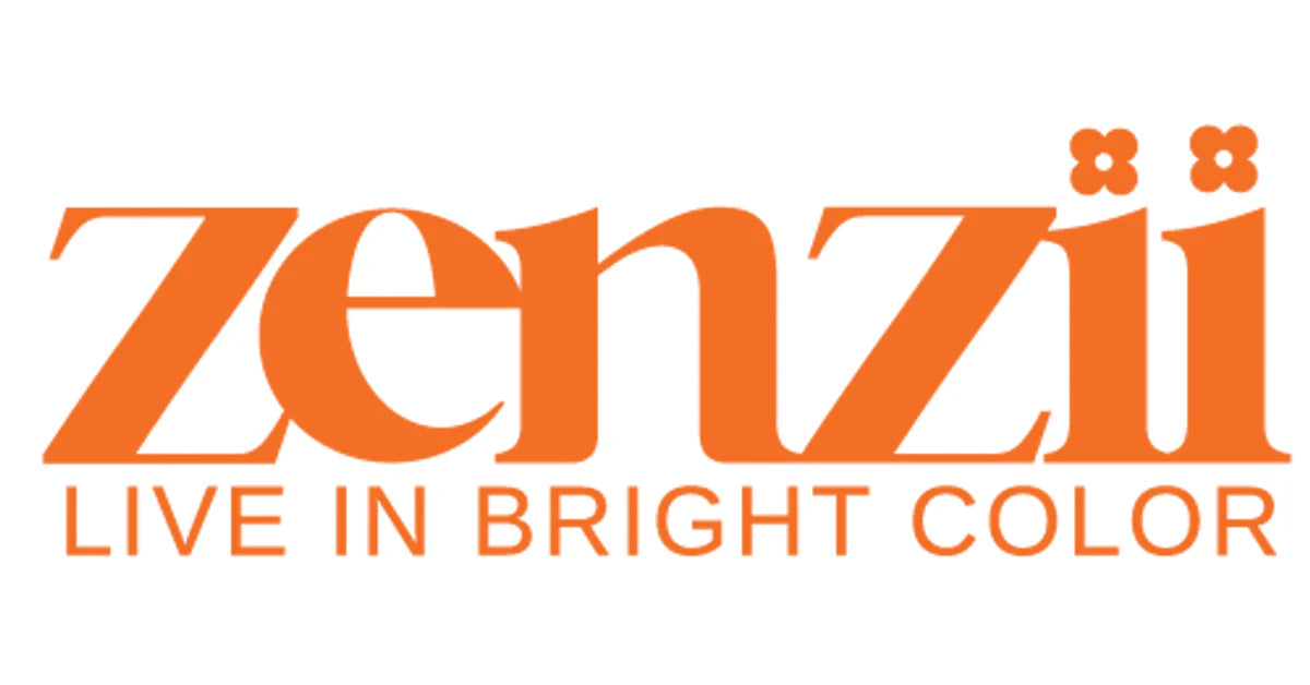 Zenzii logo with orange text on a white background found at the Little Exchange