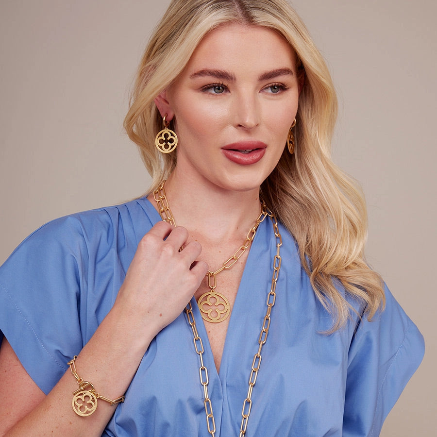 Zenzii Metal Clover Small Drop Earrings