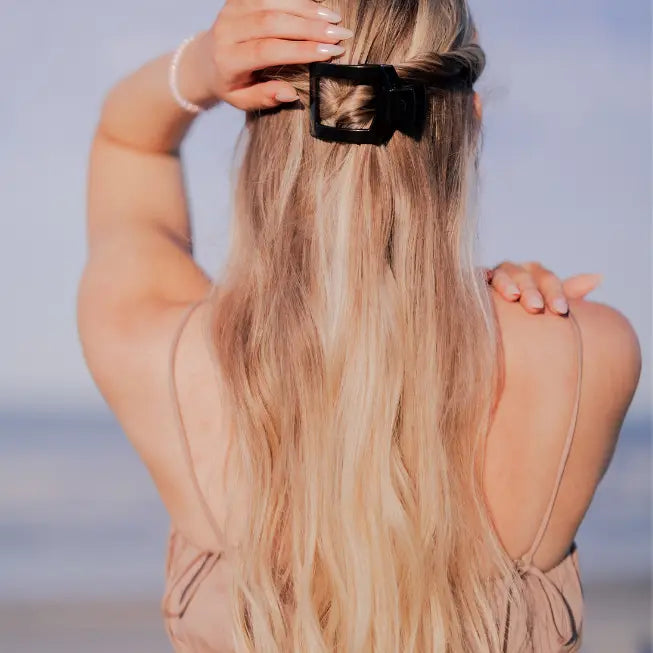 Teleties Jet Black Square Flat Hair Clip Small