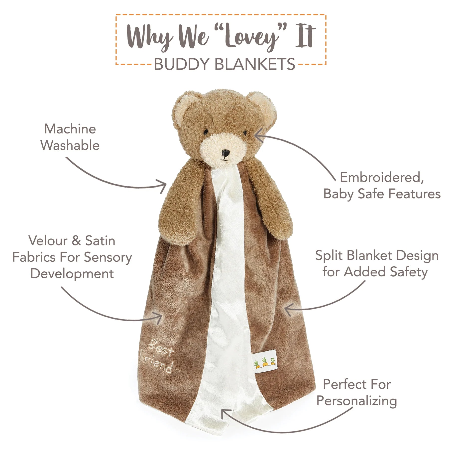 WHy we lovey it buddy blankets brown teddy bear