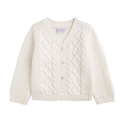 Mudpie Layette Cardigan - White 0-6MO