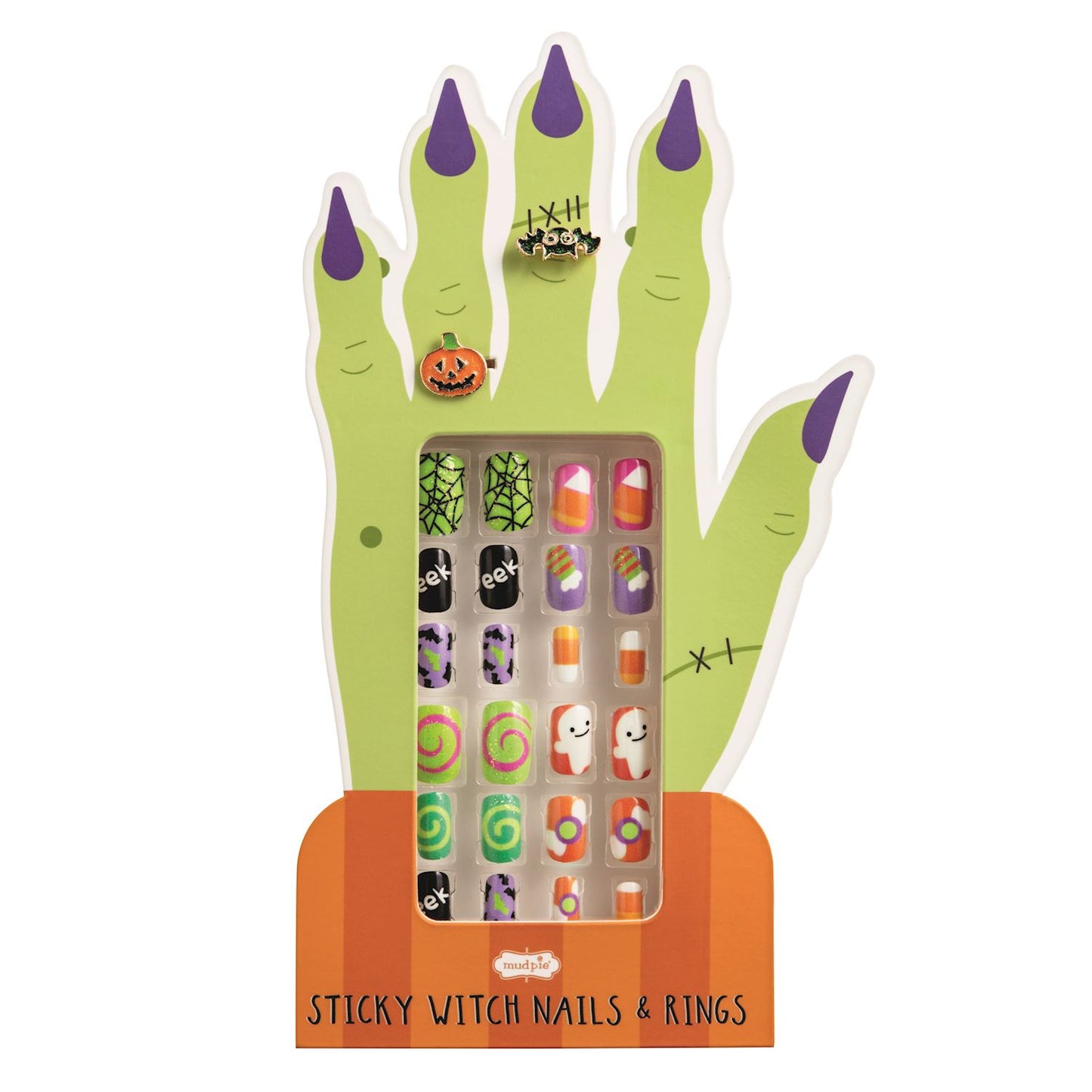 Mudpie Halloween Ring & Nail Set Orange