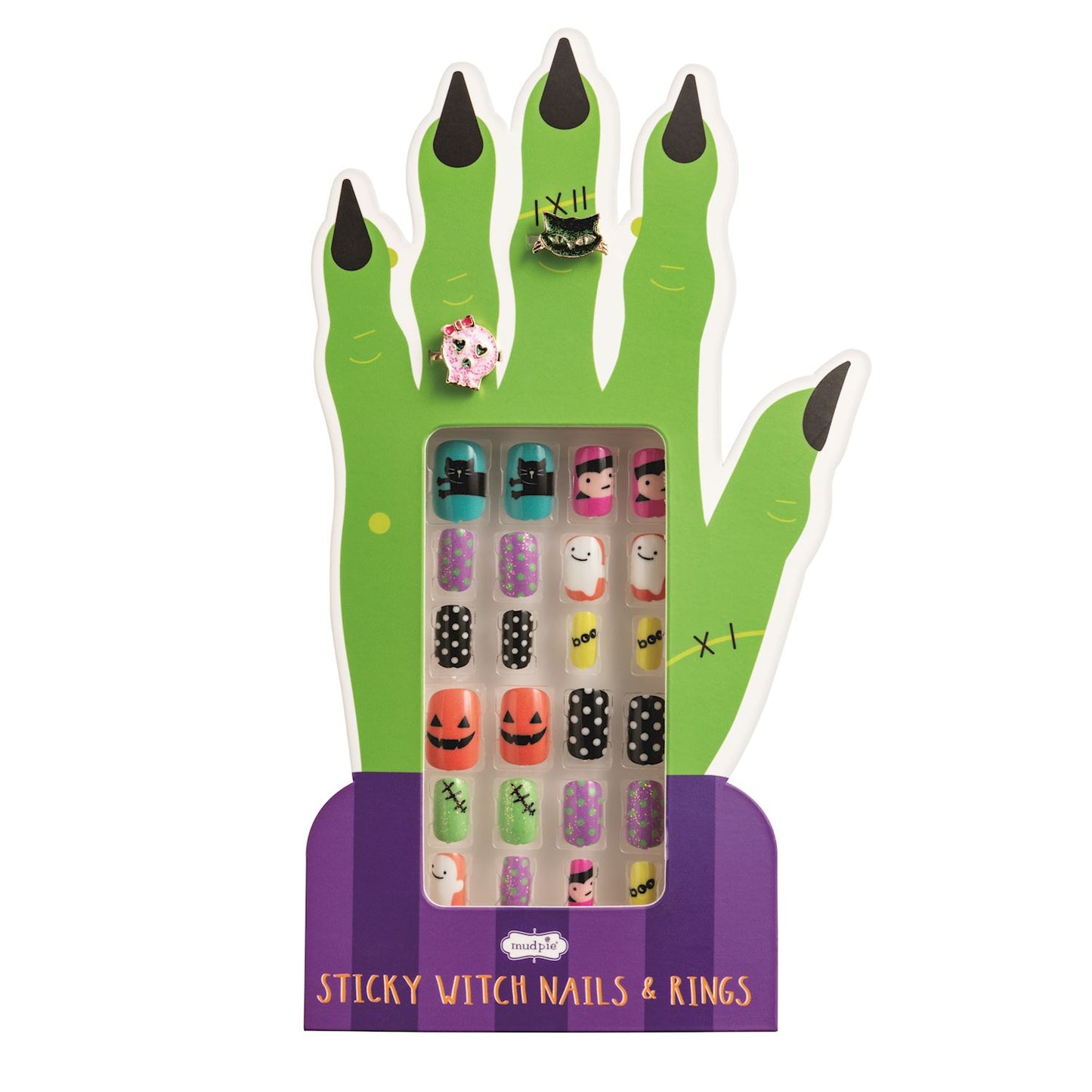 Mudpie Halloween Ring & Nail Set Purple