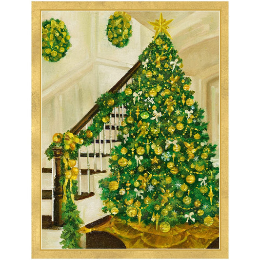 Caspari Golden Boxed Christmas Tree Cards