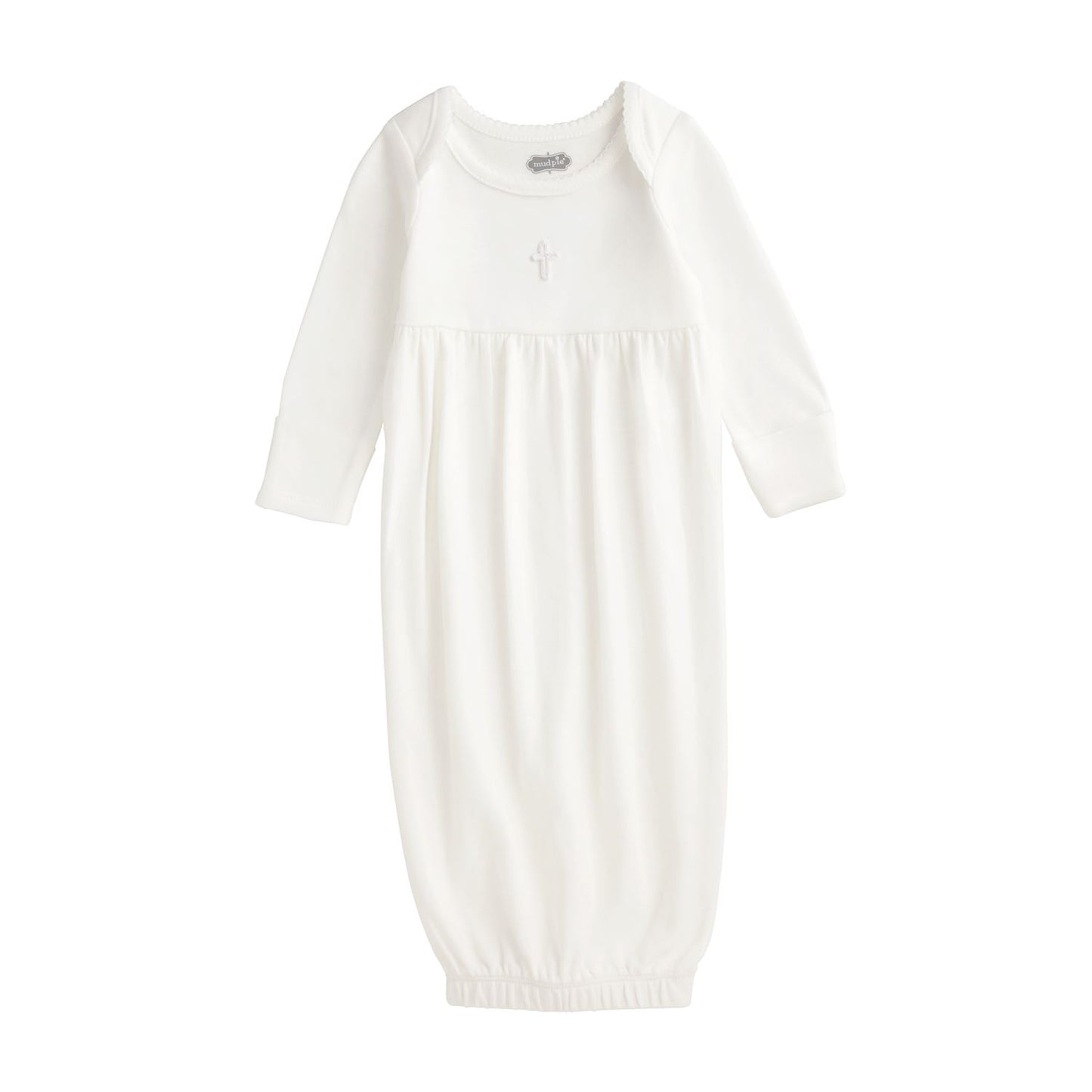 Mudpie Ivory Christening Cross Gown - NB