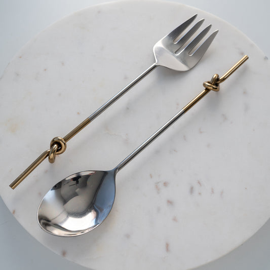 Gold Knot Stainless Steel Salad Server Set