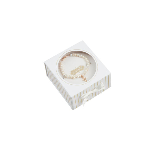 Mudpie Gold Boxed Cross Bracelet