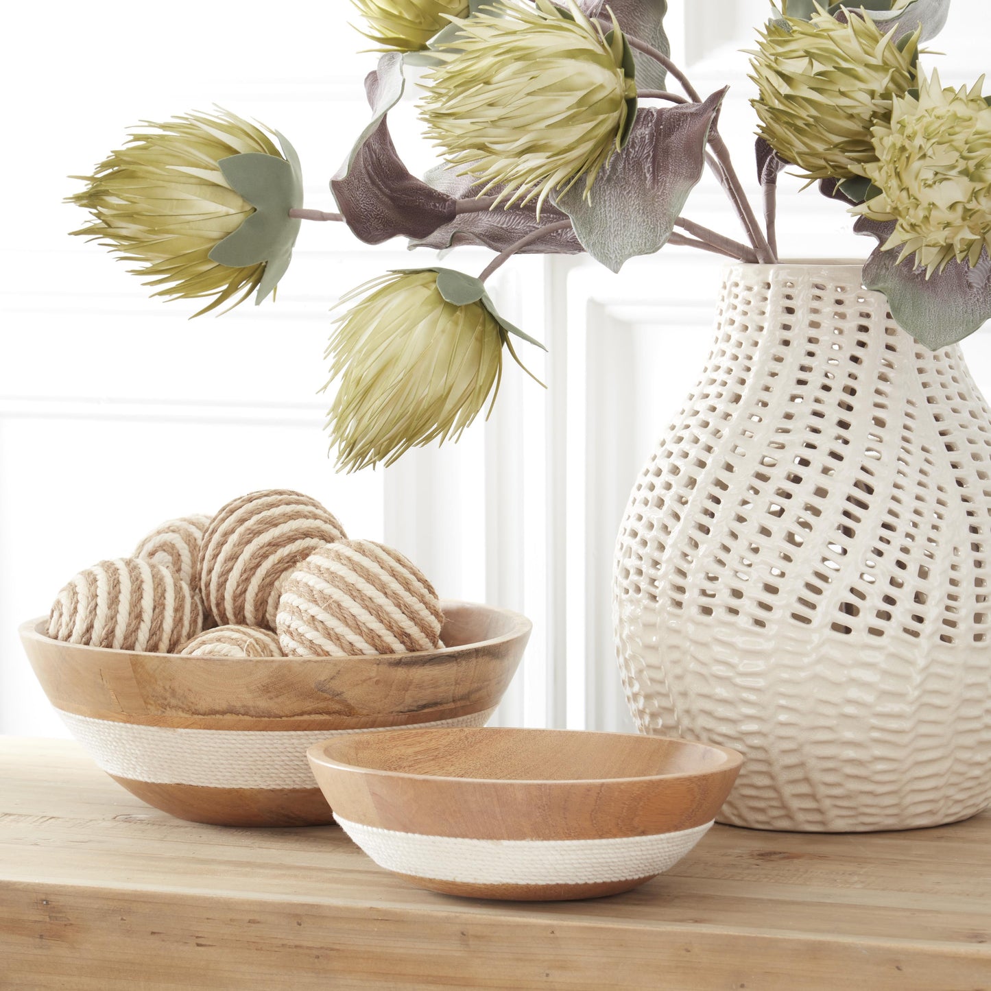 White Ceramic Basketweave Vase Medium