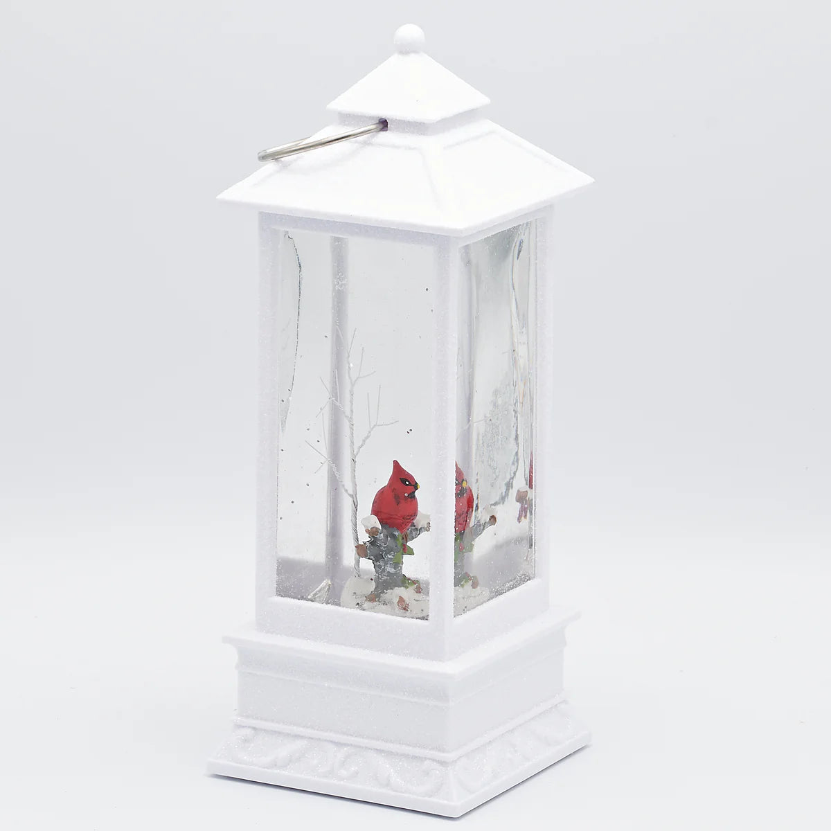Lighted Swirl Lantern with Cardinal