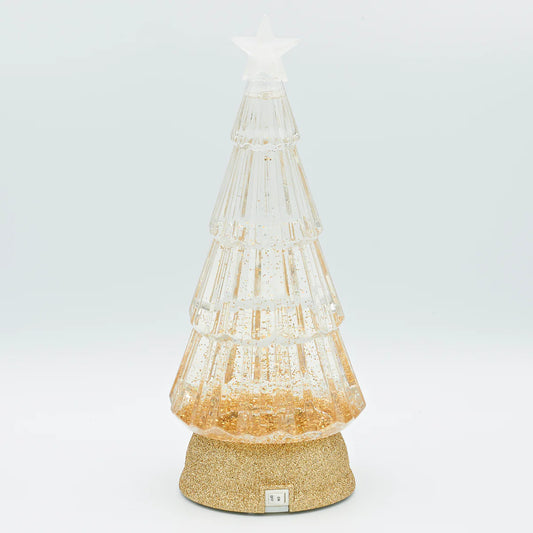 Lighted Swirl Tree w/Gold Glitter