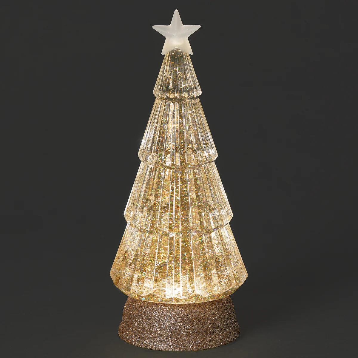 Lighted Swirl Tree w/Gold Glitter