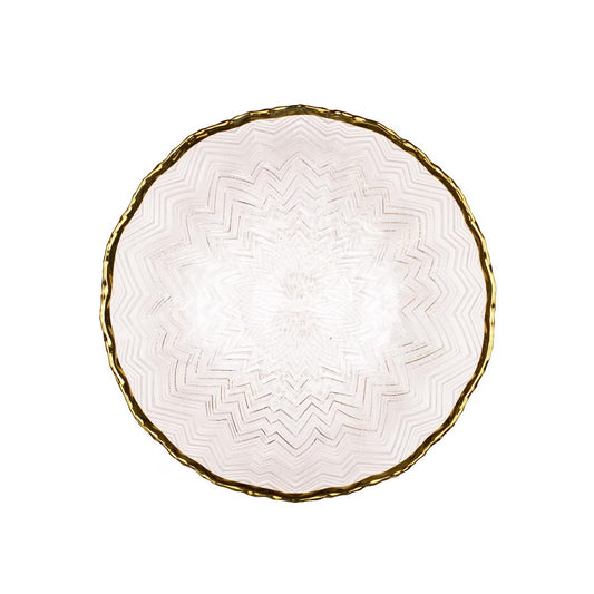 Tegan Glass Bowl Clear/Gold 9"