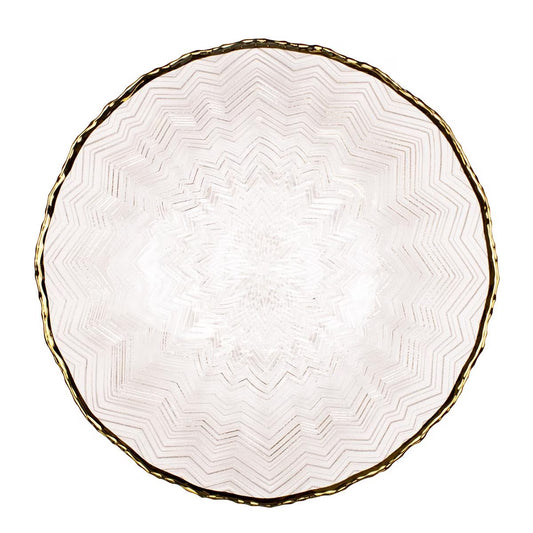 Tegan Glass Bowl Clear/Gold 12"