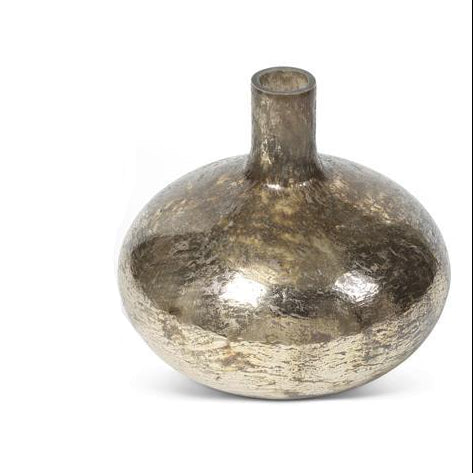 Antique Copper Matte Glass Bottle Vase Small