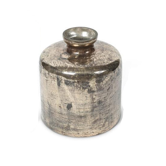 Antique Copper Matte Glass Bottle Vase Medium