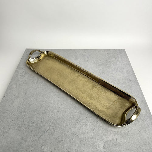 Gold Aluminum Oval Tray with Handles