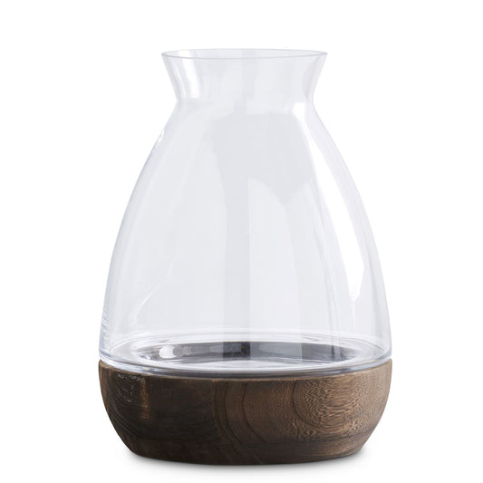 Glass Vase w/ Wooden Base