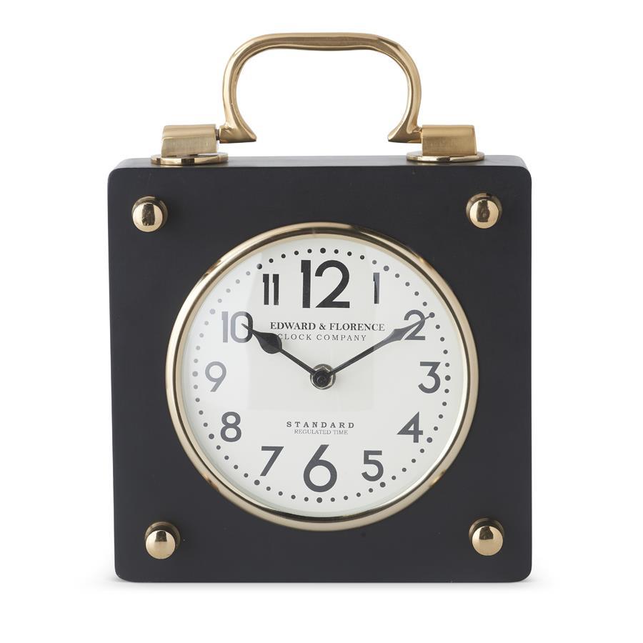 11.5in Black and Gold Square Metal European Clock