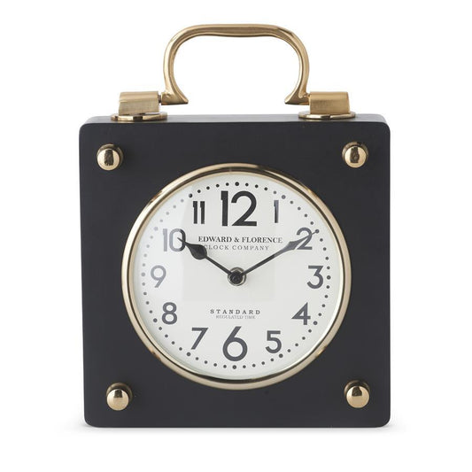 11.5in Black and Gold Square Metal European Clock