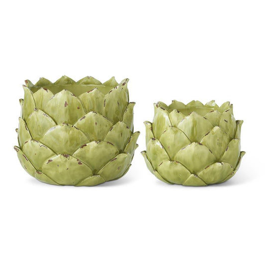 Green Resin Artichoke Planter Large