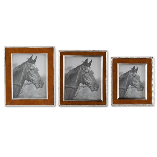 Brown Leather Frame w/Silver Trim 7x6