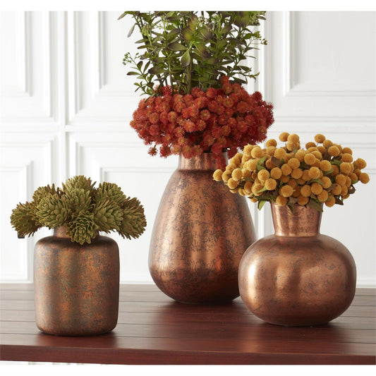 Copper Distressed Metal Vases