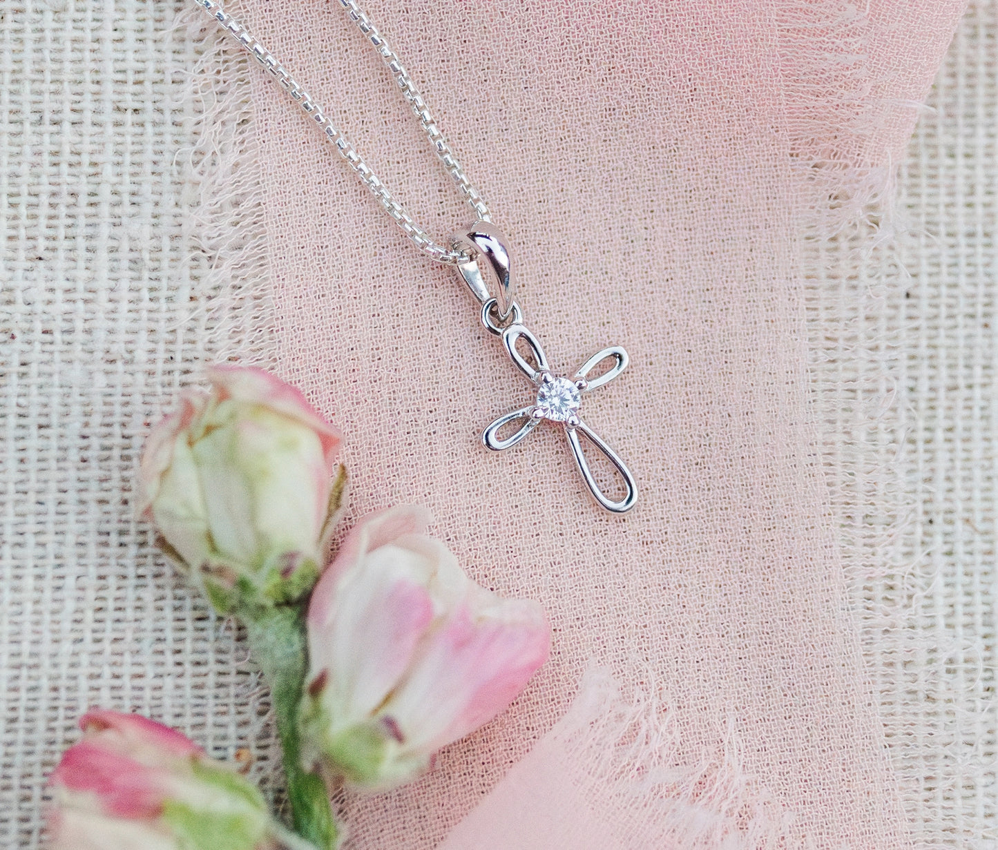 First Communion Sterling Silver Cross Necklace Asst Sizes