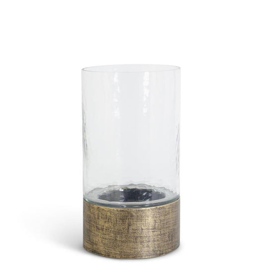 Wavy Glass Hurricane on Copper Metal Base Small