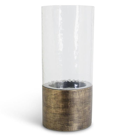 Wavy Glass Hurricane on Copper Metal Base Large