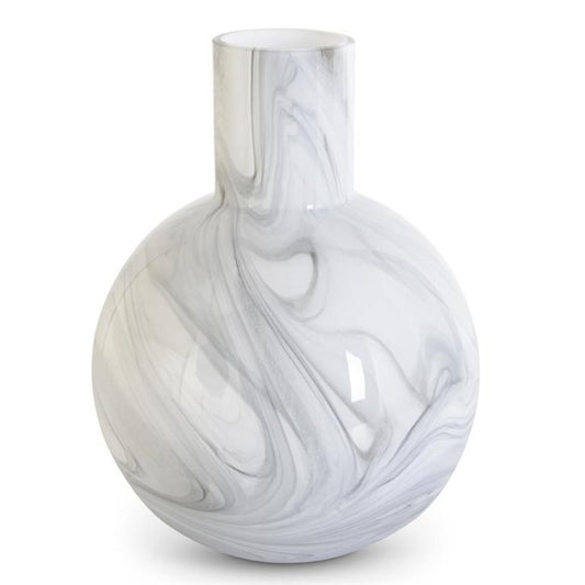 White & Smokey Black Swirl Vase Large