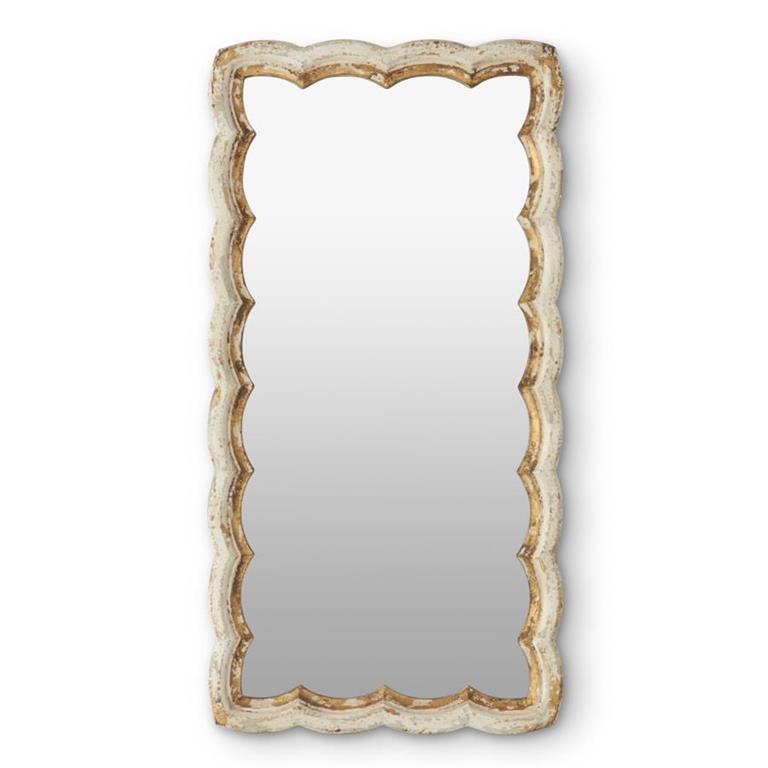Rectangular Cream and Gold Scalloped Mirror