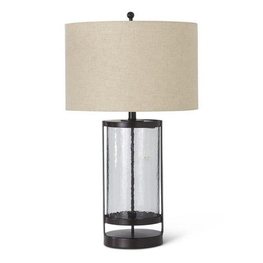 Clear Glass and Black Metal Frame Lamp