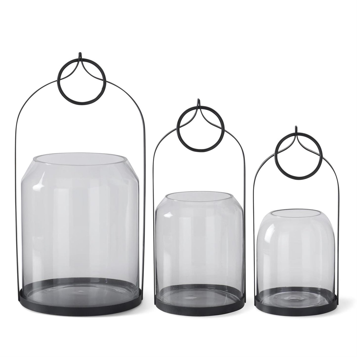 Black Metal Lantern with Open Dome Medium