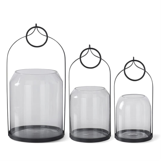 Black Metal Lantern with Open Dome Large