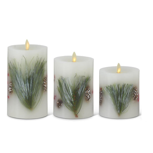 Luminara White Berry & Pine Flameless Candle 3.5 x 4.5"