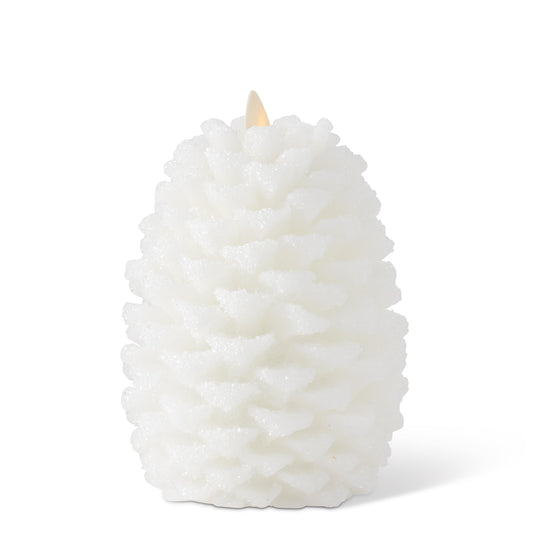 Luminara Snowy White Pinecone Candle 6.5"